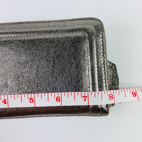 Coach Zip Around Silver Metallic Wallet - Picture 12 of 12